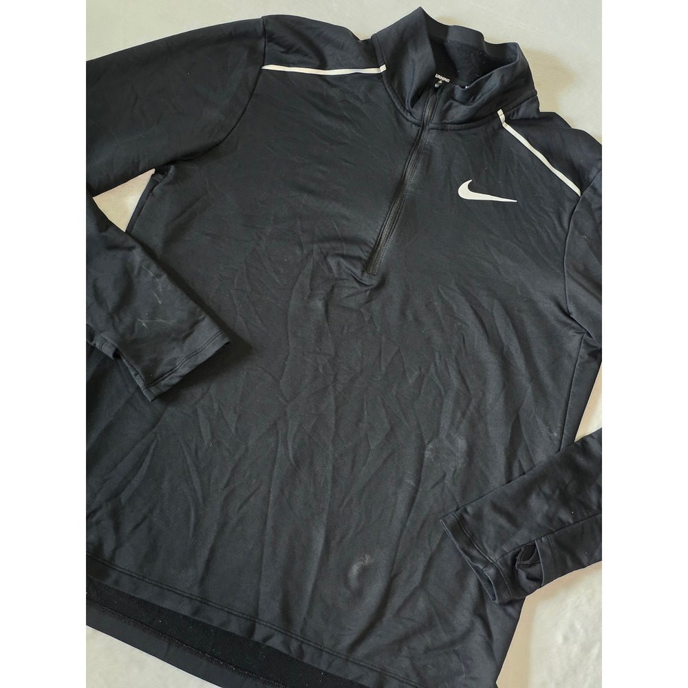 Nike Dri-FIT Mens Black Quarter Zip Running Pullover Long Sleeve Shirt Size M